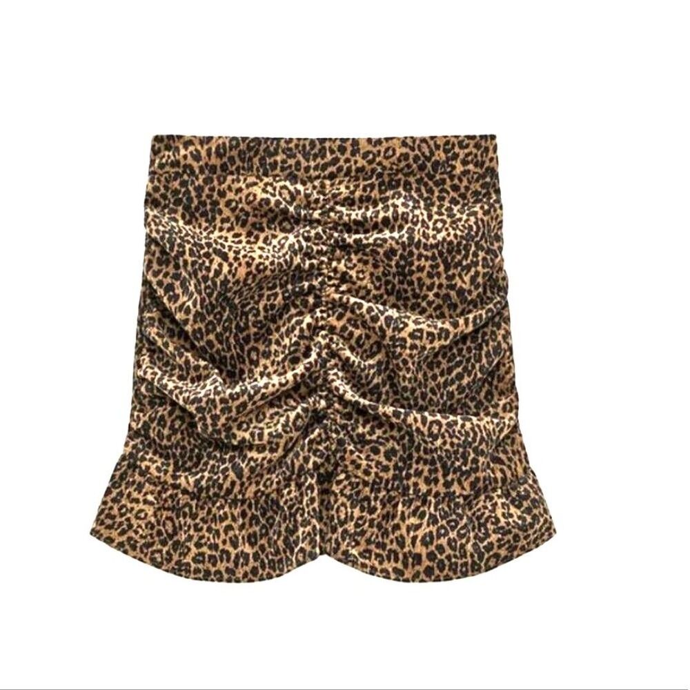 Zara Mini Skirt Medium animal print corduroy skirt dark brown Brand new